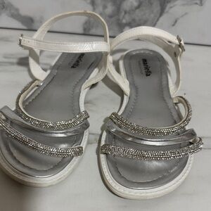 White and Silver Girl Sandals + Bonus Old Navy FlipFlops